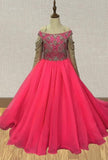 Junior Miss Fuchsia Pageant Dress with Glitz Bodice - ToddlerPageantDress