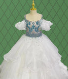 Junior Miss Stunning Pageant Dress with Multi - layer Skirt - ToddlerPageantDress