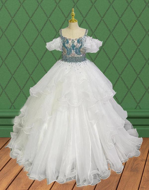 Junior Miss Stunning Pageant Dress with Multi - layer Skirt - ToddlerPageantDress