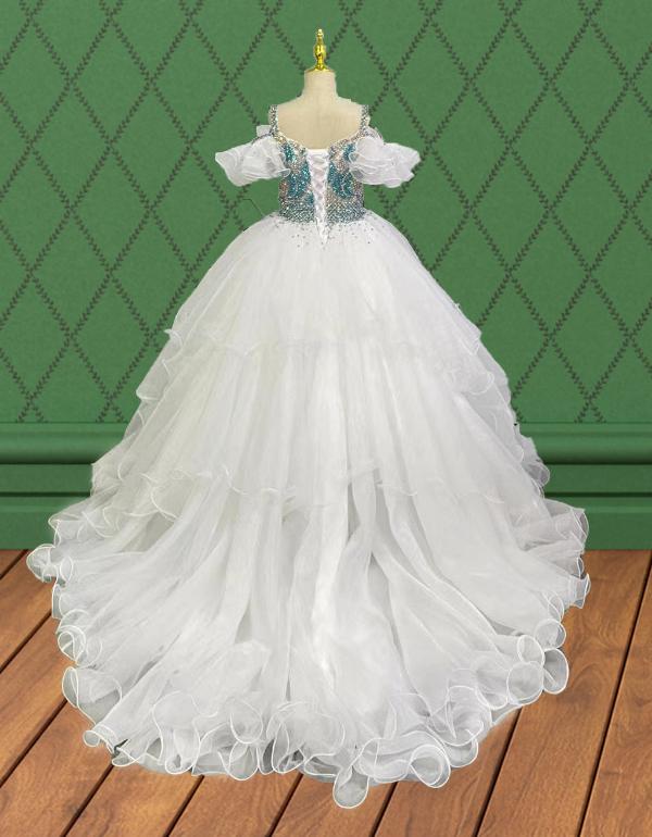 Junior Miss Stunning Pageant Dress with Multi - layer Skirt - ToddlerPageantDress