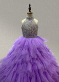 Little Girls Purple Prom Dress with Beaded Bodice - ToddlerPageantDress