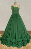 Stunning Beded Bodice Little Child Green Ball Gown - ToddlerPageantDress