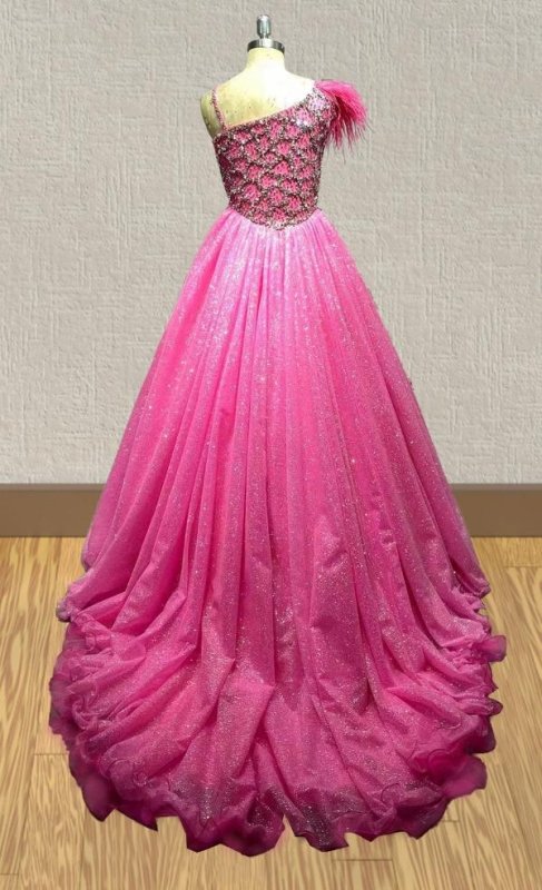 Stunning Couture Children's Little Girl Fuchsia Pageant Gown - ToddlerPageantDress