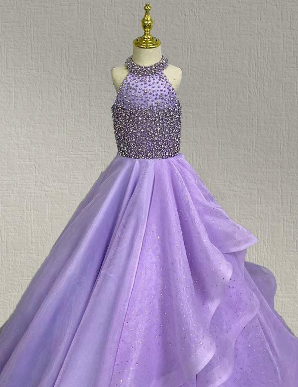 Stunning Little Girls Sparkly Beaded Bodice Prom Couture - ToddlerPageantDress