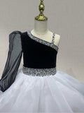 Teenage Girls Long Sleeve white and black Pageant Couture - ToddlerPageantDress