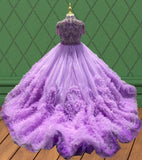 Youth Lilac Prom Couture With Heavey Beaded and Applique - ToddlerPageantDress