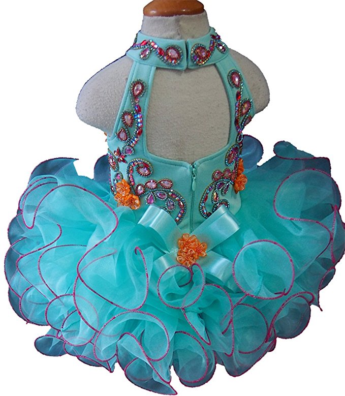 Jennifer Wu Halter Cupcake Pageant Dress With Hair bow - ToddlerPageantDress