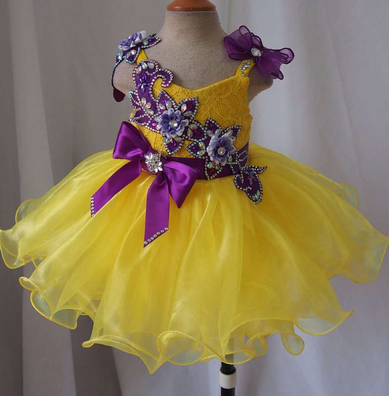 Custom Made Infant/toddler/baby/children/kids glitz Girl's Baby Doll Pageant Dress 1~4T G079B - ToddlerPageantDress