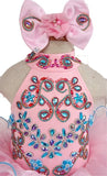 Custom Made Nations Little Miss Pink Stunning Pageant Dress With Hair bow - ToddlerPageantDress