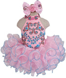 Custom Made Nations Little Miss Pink Stunning Pageant Dress With Hair bow - ToddlerPageantDress