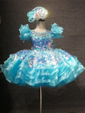 Glitz Beaded Bodice Baby Girl Pageant Dress with Hair bow - ToddlerPageantDress