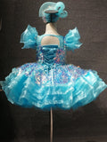 Glitz Beaded Bodice Baby Girl Pageant Dress with Hair bow - ToddlerPageantDress