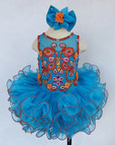 Glitz Beaded Bodice Little Miss Cupcake Pageant Dress with Hair bow - ToddlerPageantDress