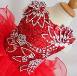 Glitz Beaded Bodice Little Miss/baby Girl/Toddler Red Cupcake Pageant Dress - ToddlerPageantDress