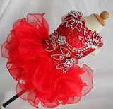 Glitz Beaded Bodice Little Miss/baby Girl/Toddler Red Cupcake Pageant Dress - ToddlerPageantDress