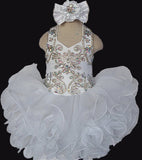 Halter AB Beaded Glitz Pageant Dress For Little Girls' - ToddlerPageantDress