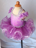 Halter Beaded and Sequins Off the Shoulder Cupcake Pageant Dress - ToddlerPageantDress