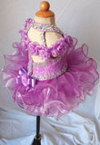 Halter Beaded and Sequins Off the Shoulder Cupcake Pageant Dress - ToddlerPageantDress