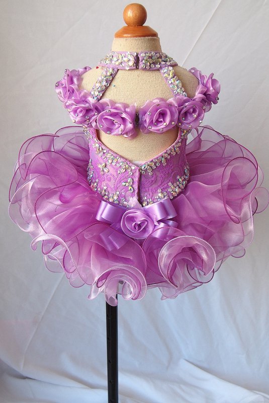 Halter Beaded and Sequins Off the Shoulder Cupcake Pageant Dress - ToddlerPageantDress