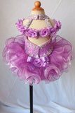 Halter Beaded and Sequins Off the Shoulder Cupcake Pageant Dress - ToddlerPageantDress