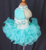 Halter Beaded Bodice Little Girl Glitz Cupcake Pageant Dress - ToddlerPageantDress