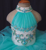 Halter Beaded Bodice Little Girl Glitz Cupcake Pageant Dress - ToddlerPageantDress