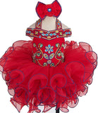 Halter Beaded Bodice Little Girl Toddler Infant Cupcake Pageant Dress - ToddlerPageantDress