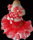 Halter Beaded Bodice Little Miss Red Cupcake Pageant Dress - ToddlerPageantDress