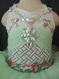 Halter V Neck Beaded Embroidery Bodice Baby Girl Pageant Dress - ToddlerPageantDress