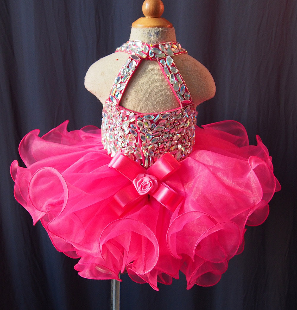 Halter Beaded Bodice Infant/toddler/baby/children/kids Girl's Pageant Dress, 1~4T G109 - ToddlerPageantDress