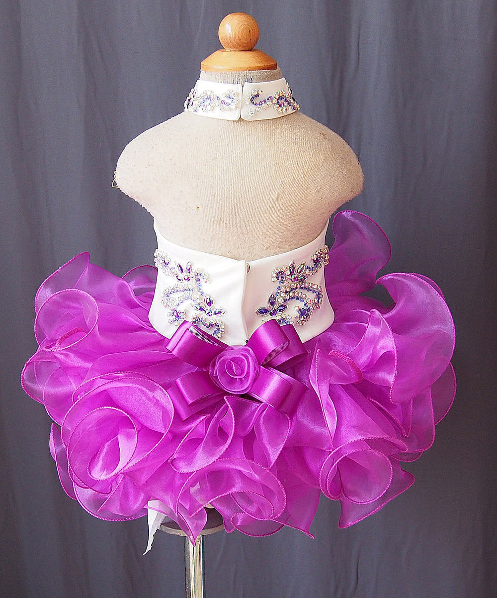 Halter Beaded Bodice Little Girl/Baby Miss/Baby Girl Cupcake Pageant Dress - ToddlerPageantDress