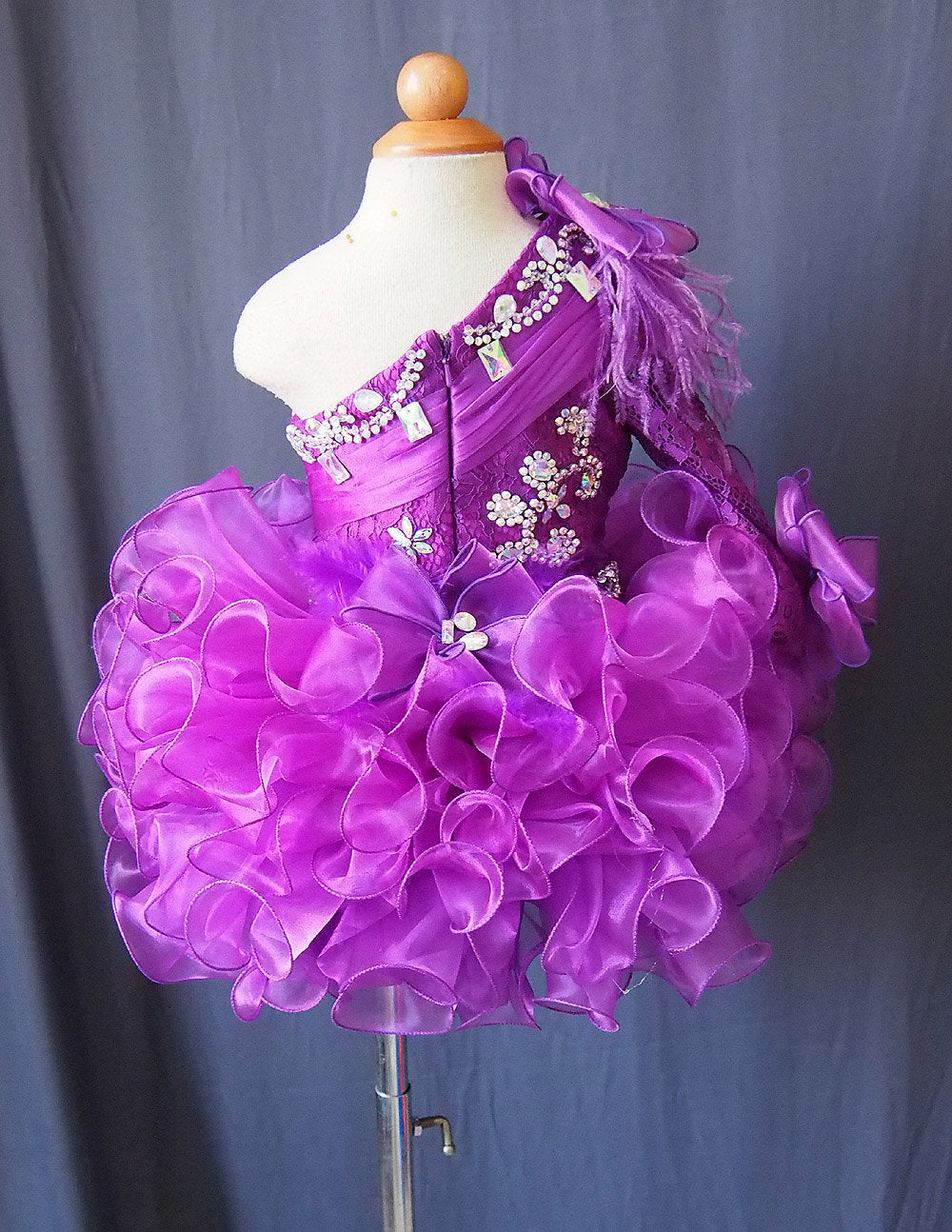 One Sleeve Beaded Bodice Little Girl/baby Miss/Kid/Toddler Pageant Dress - ToddlerPageantDress