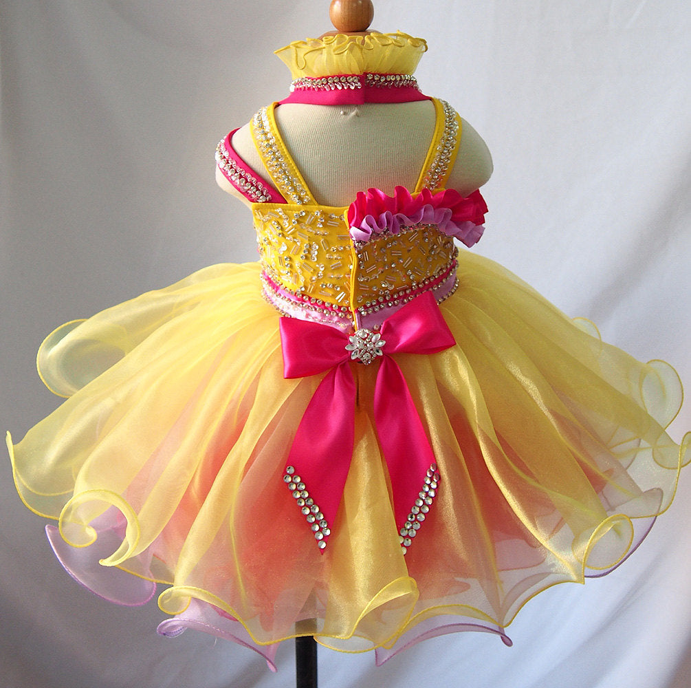 Halter Beaded Bodice Little Miss/Baby Girl/Toddler Baby Doll Pageant Dress - ToddlerPageantDress