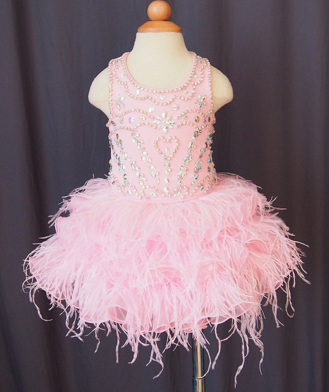 Infant/toddler/baby/children/kids glitz Girl's Feather Pageant Dress 1~4T G047 - 1 - ToddlerPageantDress