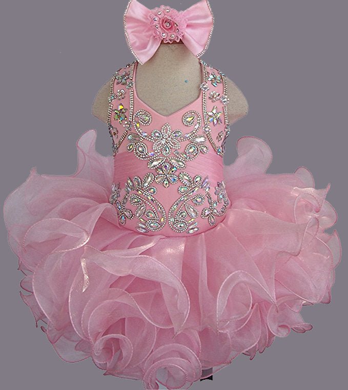 Jennifer Wu Baby's Pink Cupcake Pageant Dress with Hair bow - ToddlerPageantDress