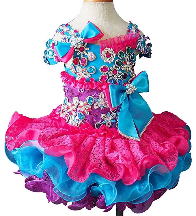 Jennifer Wu Glitz Beaded Bodice Baby Girl Cupcake Pageant Dress - ToddlerPageantDress