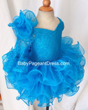 Jennifer Wu One Shoulder Lace Little Baby Cupcake Natural Pageant Dress - ToddlerPageantDress