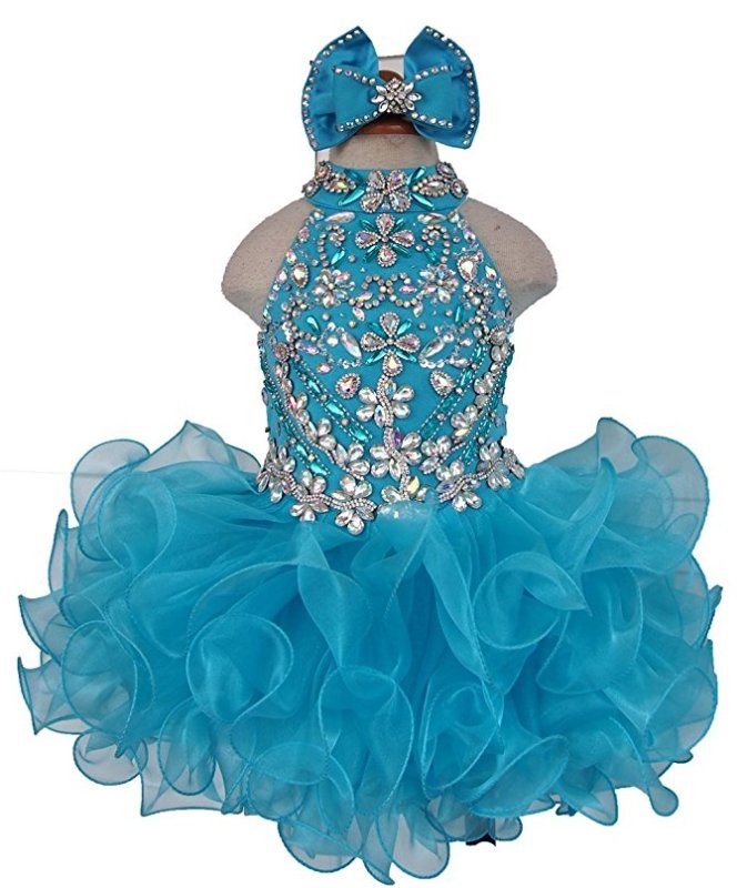 Little Princess/Baby/ Child Glitz Cupcake Pageant Dress with Hair Bow - ToddlerPageantDress