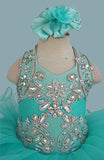 Mint Beaded Bodice Infant Glitz Cupcake Pageant Dress with Hair Bow - ToddlerPageantDress