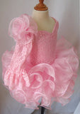 One Shoulder Pink Lace Little Girl Natural Cupcake Pageant Dress - ToddlerPageantDress