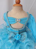 One Sleeve Glitz Beaded and Lace Cupcake Pageant Dress For Little Girls - ToddlerPageantDress