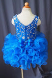 V Neck Beaded Bodice Little Girl/Baby Miss/Toddler Royal Cupcake Pageant Dress - ToddlerPageantDress