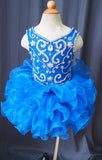 V Neck Beaded Bodice Little Girl/Baby Miss/Toddler Royal Cupcake Pageant Dress - ToddlerPageantDress